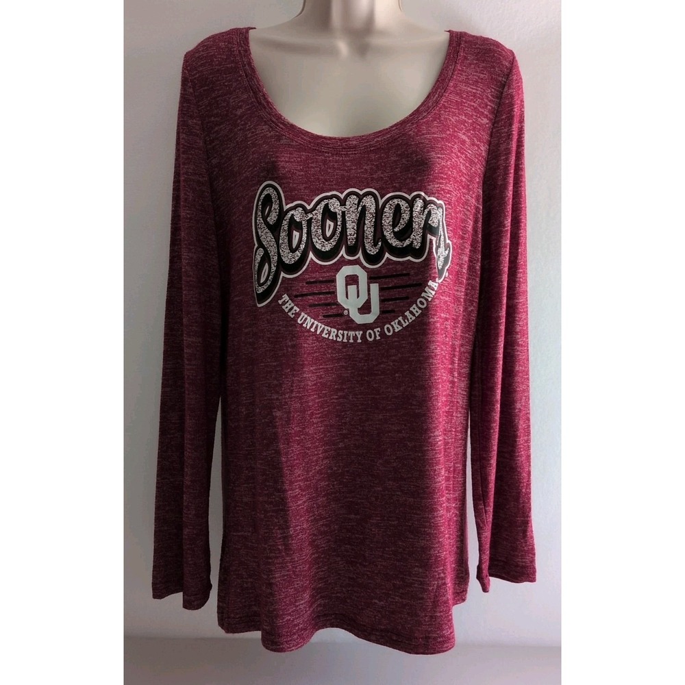 Creative Apparel Oklahoma Sooners OU Women's Long Sleeve Shirt Crimson Large